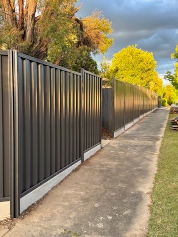 Finished Colorbond fence along the same footpath